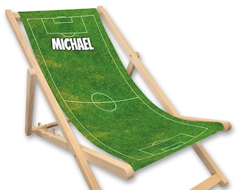 Liegestuhl mit Name bedruckt, Fußball, Geschenk Trainer Abschied, Männer, Strandstuhl, Gartendeko, grün, Verein