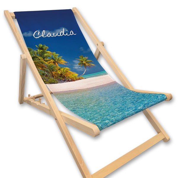 Liegestuhl mit Name bedruckt, Strand, blau, Geschenk für Männer & Frauen, Strandstuhl, Gartendeko, Sommerdeko türkis