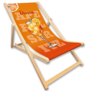 Liegestuhl mit Name personalisiert | SPRITZ APERITIF | orange Geschenk für Frauen, Strandstuhl Gartendeko Sommerdeko Mädelsabend Apero