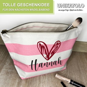 Kosmetiktasche Pferd Rosa gestreift personalisiert mit Name Schminktasche Geschenk Pferdemädchen Mädelskram Tasche Reiterhof Gutschein Bild 4