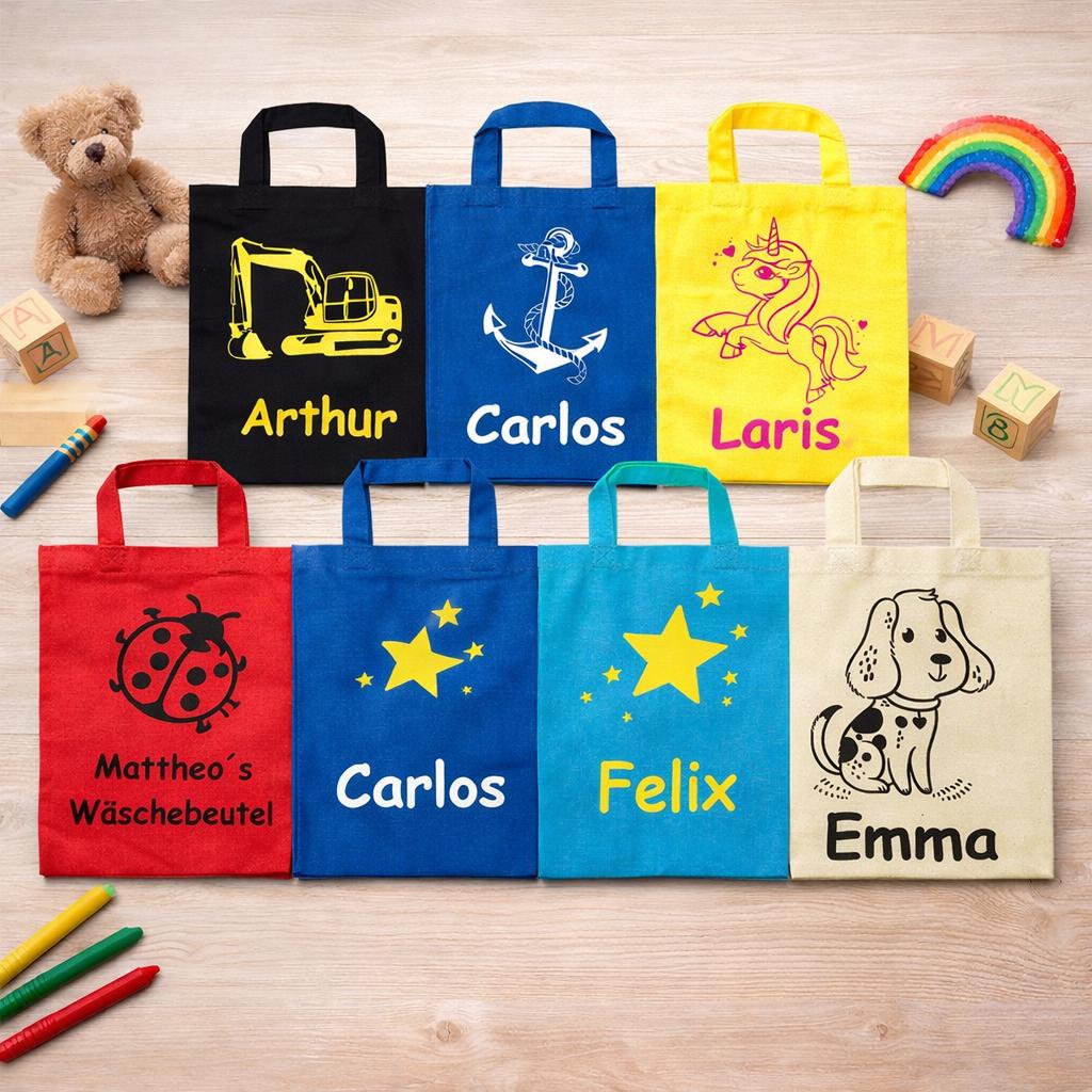 Small Cotton Bag With Personalized Name Print, Laundry Bag for 