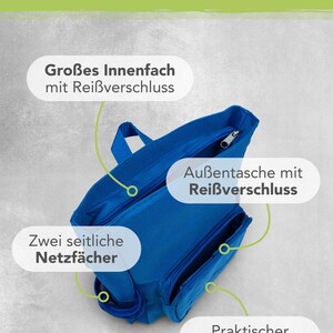 Kinderrucksack mit Name Motiv: Ritter, Kindergartenrucksack blau, Wäschebeutel, Kita, Geburtstag, für Jungs image 2