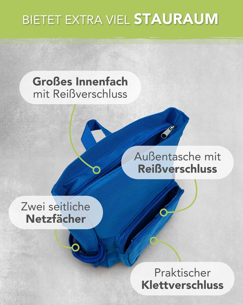 Kinderrucksack mit Name Motiv: Ritter, Kindergartenrucksack blau, Wäschebeutel, Kita, Geburtstag, für Jungs image 2