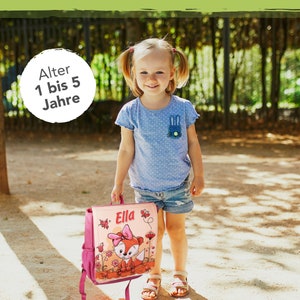 Kinderrucksack mit Name Fuchs pink, Kindergartenrucksack rosa für Mädchen, Kita, Geschenk erster Geburtstag image 3