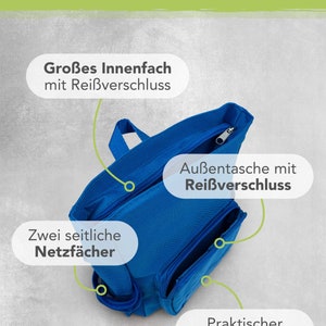 Kinderrucksack mit Name Motiv: Traktor blau, Bauernhof, Kindergartenrucksack, für Jungs, Geschenk erster Geburtstag Bild 2