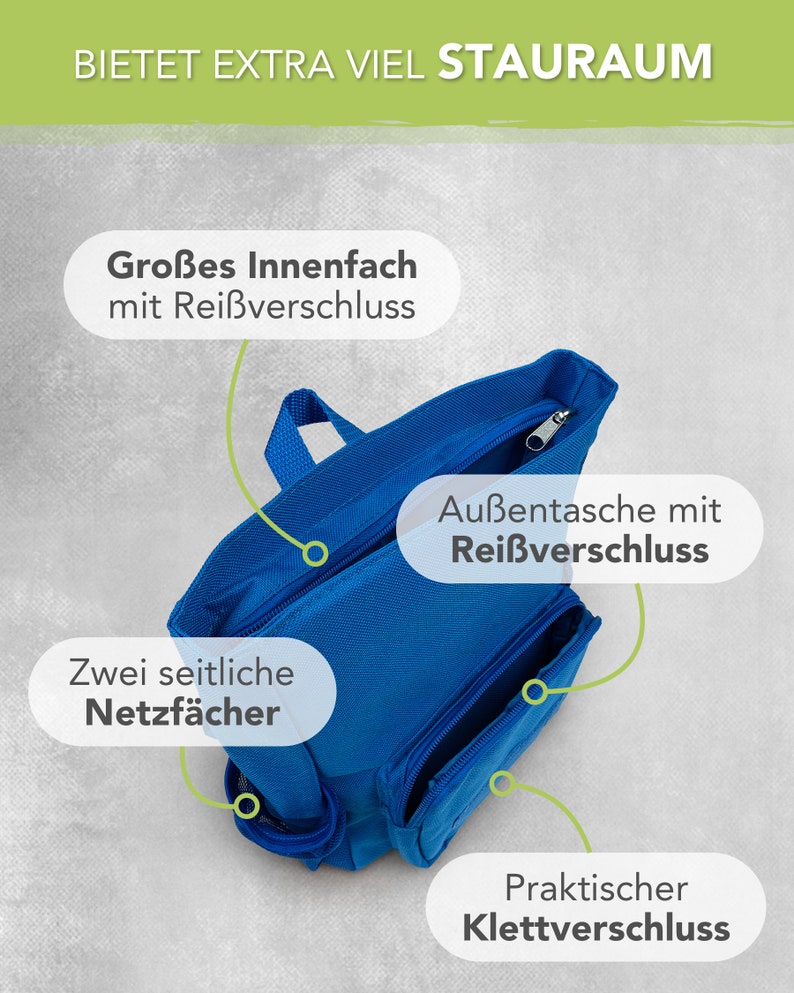 Kinderrucksack mit Name blau Hase Luftballon Jungs gepunktet Kindergartenrucksack Kindergartentasche image 2