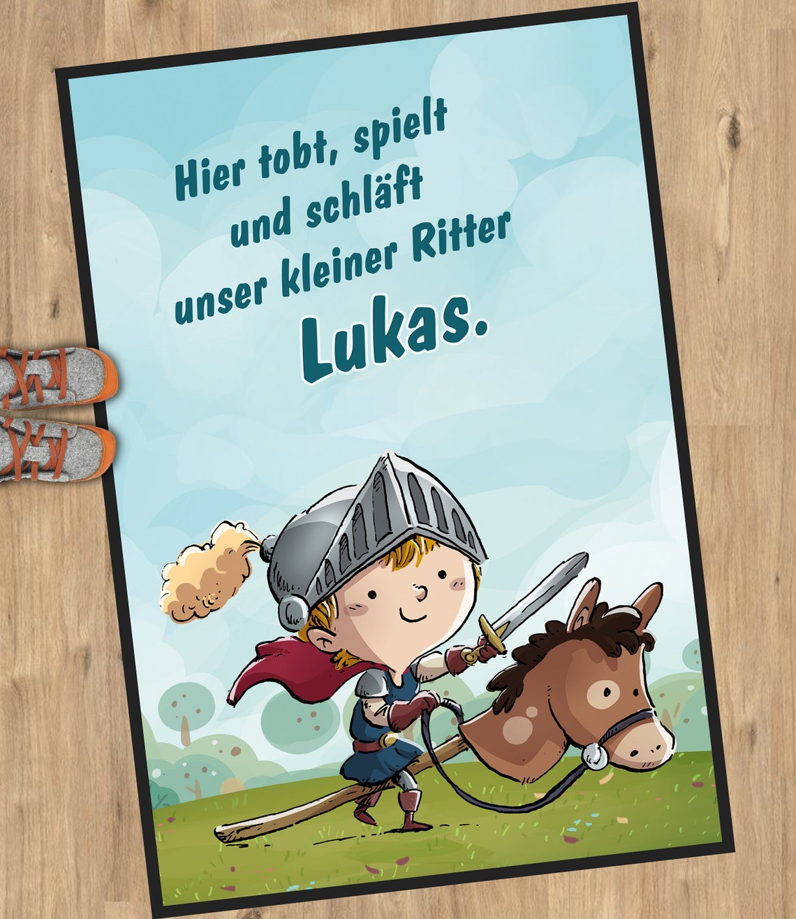 Play carpet knight with name nursery decoration rug blue Etsy