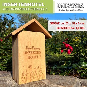 Personalisiertes Insektenhotel mit Gravur Gartendeko, Wildbienen-Hotel mit Name, Geschenk zum Einzug, Richtfest, Hausbau, Geburtstag image 4