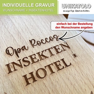 Personalisiertes Insektenhotel mit Gravur Gartendeko, Wildbienen-Hotel mit Name, Geschenk zum Einzug, Richtfest, Hausbau, Geburtstag image 2