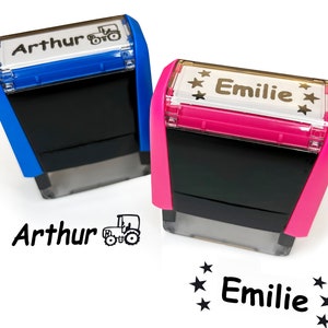 Namensstempel/ Textilstempel für Kinder Stempel mit Name personalisiert Motiv, Geschenk Schulanfang Kita Kindergeburtstag Schultüte