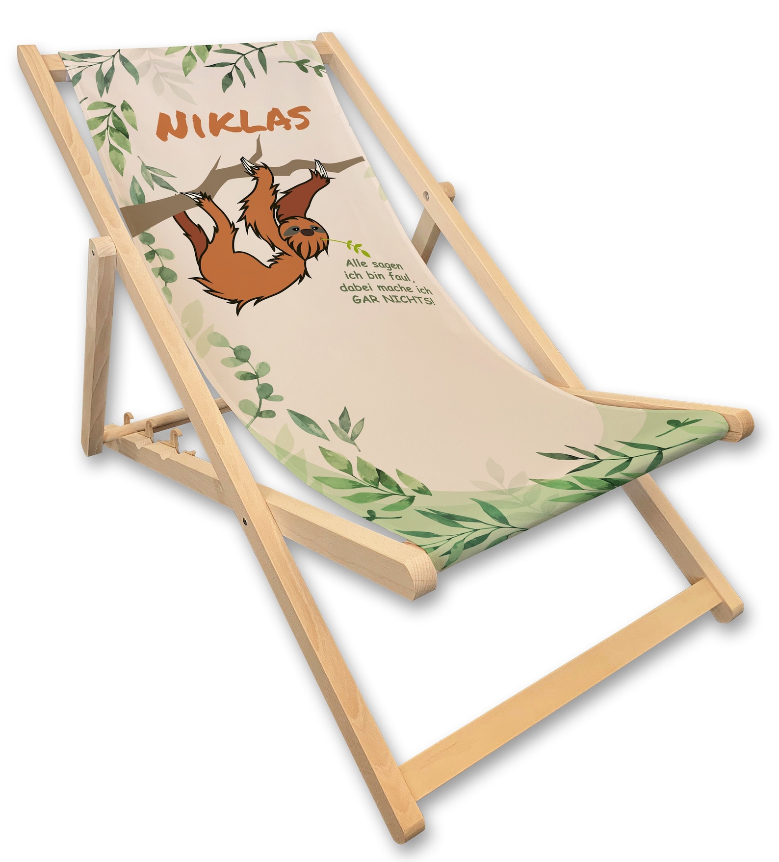 Liegestuhl mit Name bedruckt Faultier witziges Geschenk für Etsy.de