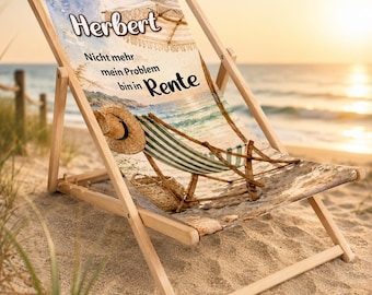 Personalized retirement deck chair with name | Gift for colleagues, friends, family, beach chair, garden decoration, summer decoration | RETIREMENT 3