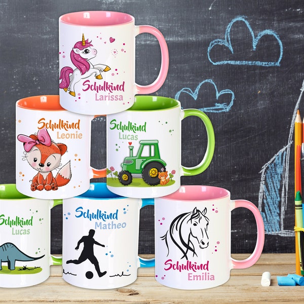 Namenstasse Schulkind, personalisiertes Geschenk Schulanfang Tasse Schulstart, Schultüte Zuckertüte Einschulung Mädchen Junge Kinder