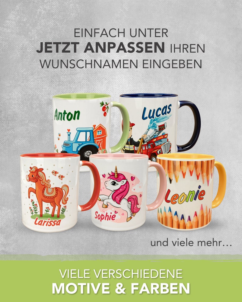 Tasse Pferd mit Name personalisiert, rot, individuelles Geschenk für Mädchen, Bauernhof, Reiterhof Namenstasse Kindergeburtstag Schulanfang Bild 6