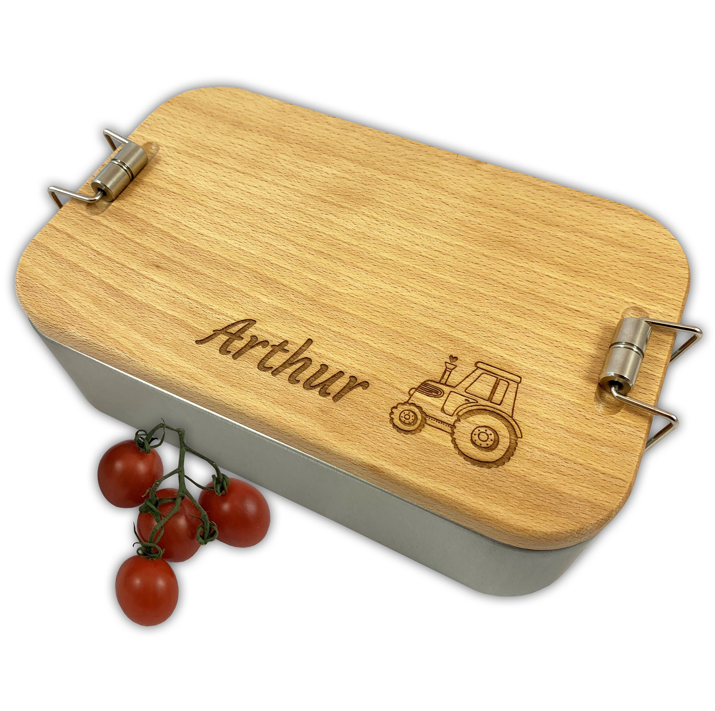 Caja de pan con tapa de madera grabada con nombre y motivo | Etsy