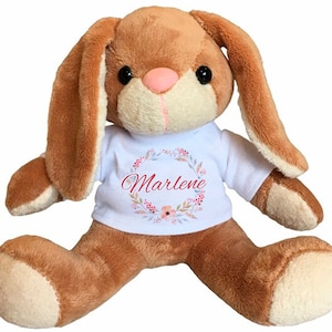 Kuscheltier Hase mit Name personalisiert bedruckt, Geschenk-Idee Ostern Geburt Taufe für Kinder, Weihnachten, Geburtstag Kinderzimmer Deko
