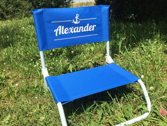 Beach Chair With Name Blue Camping Deck Chair Gift Anchor Etsy