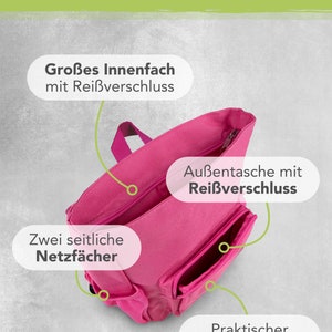 Kinderrucksack mit Name Fuchs pink, Kindergartenrucksack rosa für Mädchen, Kita, Geschenk erster Geburtstag image 2