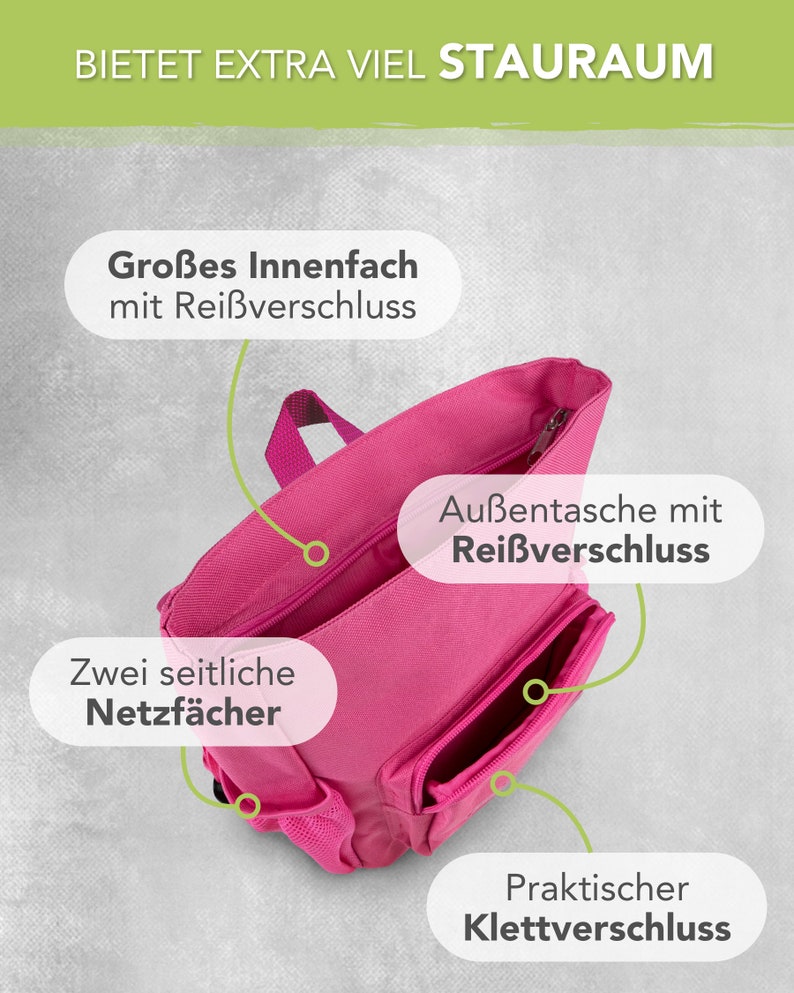 Kinderrucksack mit Name Fuchs pink, Kindergartenrucksack rosa für Mädchen, Kita, Geschenk erster Geburtstag image 2