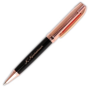 Stylo à bille en cuivre/noir avec gravure, cadeau pour femme, paillettes, or rose, bureau, étude, enterrement de vie de jeune fille, bureau à domicile, décoration de bureau