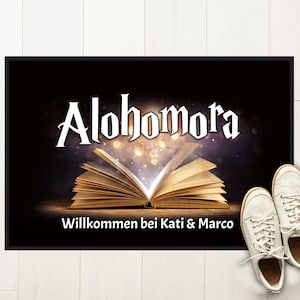 Doormat Alohomora with name personalized printed funny gift idea doormat individual wizard surname family washable