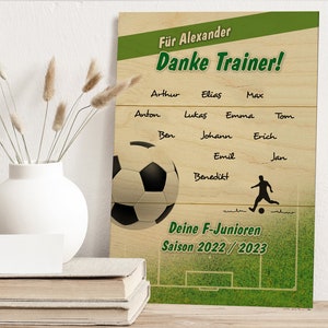 Danke Trainer Fußball Holztafel mit Namen Abschiedsgeschenk personalisiertes Geschenk Dankeschön Fußballtrainer Abschied Coach Verein Team