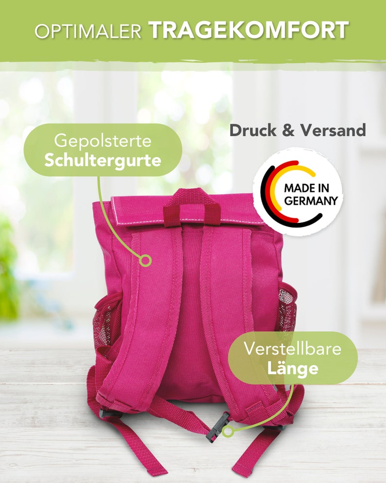 Kinderrucksack mit Name Fuchs pink, Kindergartenrucksack rosa für Mädchen, Kita, Geschenk erster Geburtstag image 6