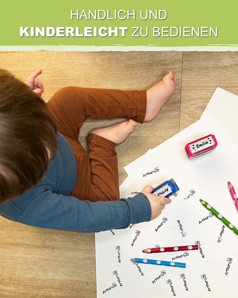 Namensstempel/ Textilstempel für Kinder Stempel mit Name personalisiert Motiv, Geschenk Schulanfang Kita Kindergeburtstag Schultüte image 2