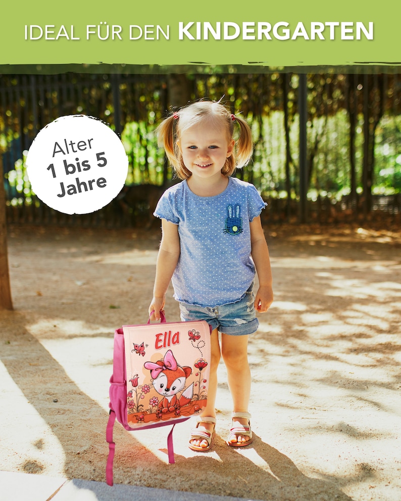 Kinderrucksack mit Name Motiv: Traktor blau, Bauernhof, Kindergartenrucksack, für Jungs, Geschenk erster Geburtstag Bild 3