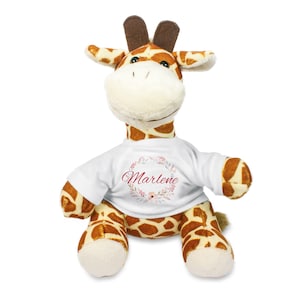 Kuscheltier Giraffe mit Name bedruckt, Geschenk für Kinder, Geburtstag, Taufe, Ostern, Weihnachten