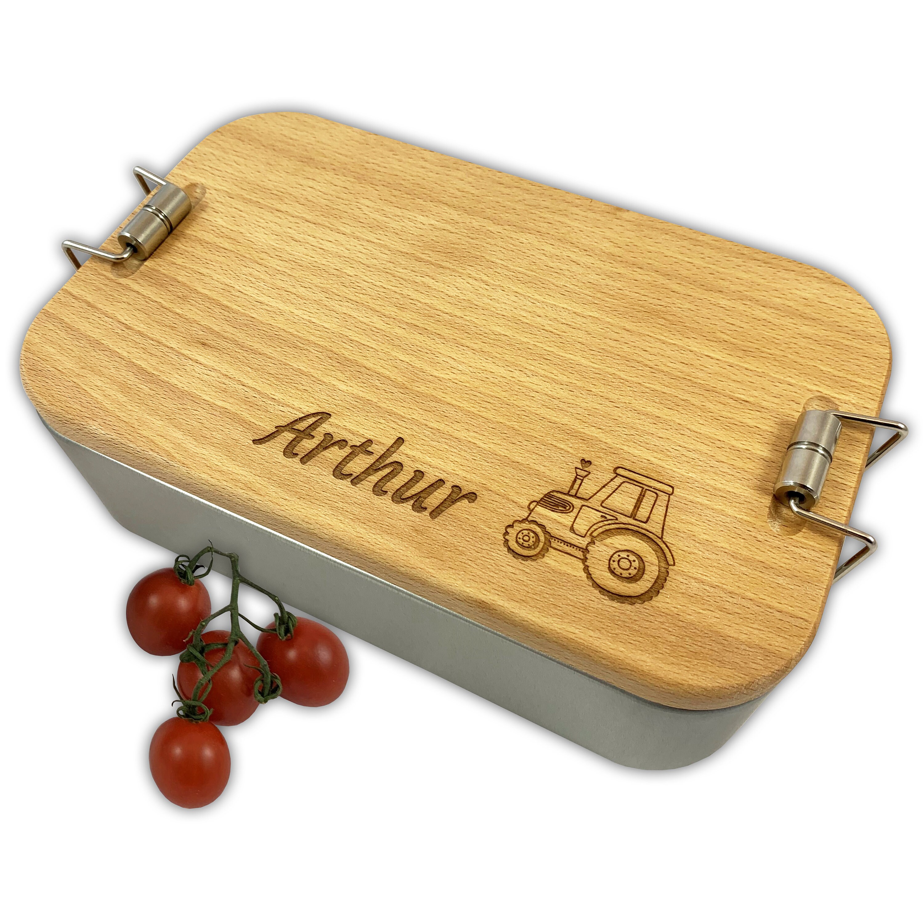 Caja de pan con tapa de madera grabada con nombre y motivo | Etsy