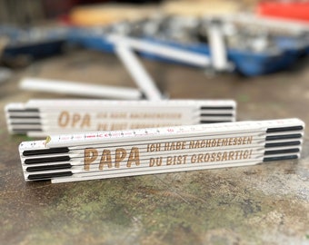 personalisierter Zollstock | PAPA / OPA ich habe nachgemessen du bist großartig Geschenk Vatertag, Männertag, kleine Geschenke Weihnachten
