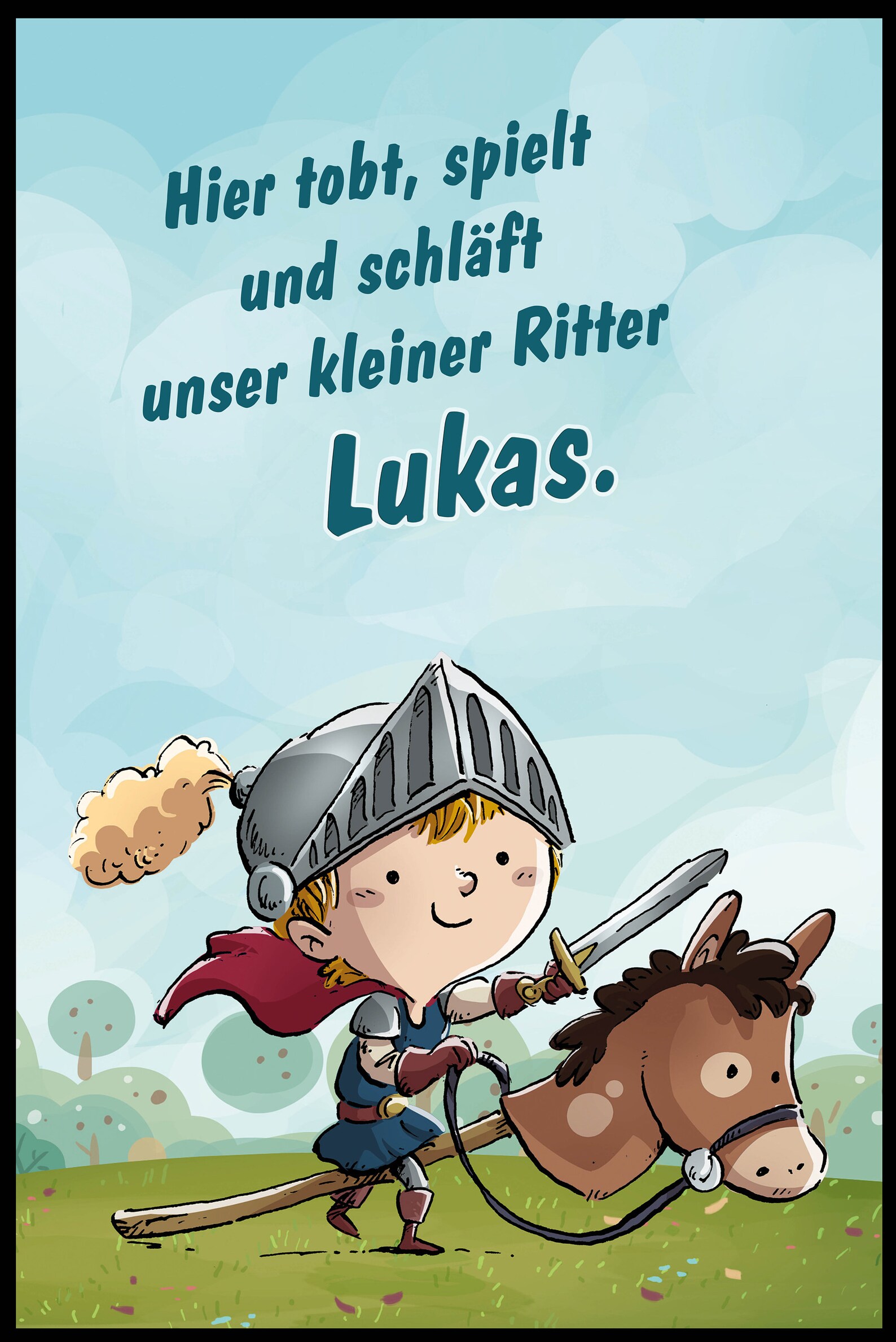 Play carpet knight with name nursery decoration rug blue Etsy