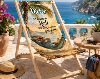 Personalized retirement deck chair with name | Gift for colleagues, friends, family, beach chair, garden decoration, summer decoration | RETIREMENT 2