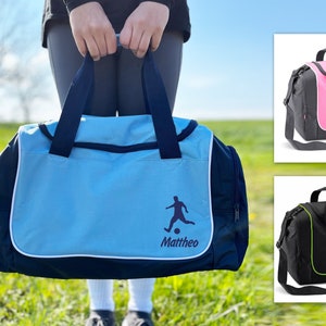 Sac de sport avec nom | Joueur de football imprimé individuellement cadeau personnalisé rentrée scolaire garçon écolier football