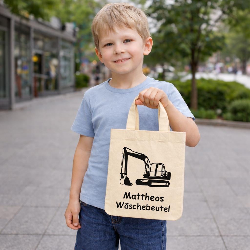 Small Cotton Bag With Personalized Name Print, Laundry Bag for 