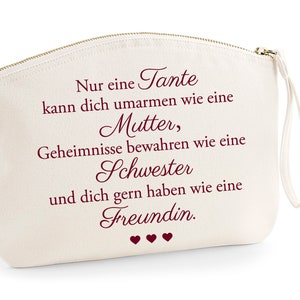 Kosmetiktasche Spruch Beste Tante der Welt, Geschenk, Dankeschön, Freundin, Mutter, Schwester, Tasche bedruckt, Geschenke für Frauen