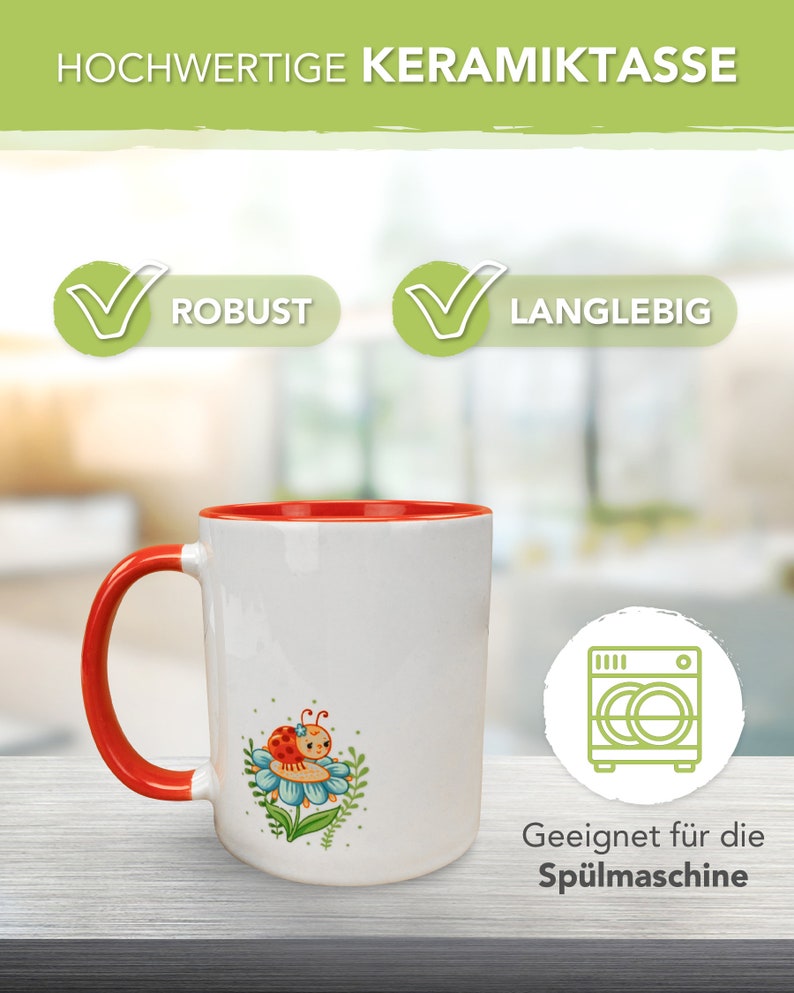 Tasse Pferd mit Name personalisiert, rot, individuelles Geschenk für Mädchen, Bauernhof, Reiterhof Namenstasse Kindergeburtstag Schulanfang Bild 2