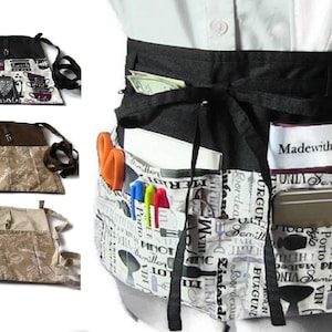 Schürze mit Taschen/Kaufschürze/Halbschürze/Lehrerschürze/Händlerschürze/Hüftschürze/Kellnerschürze mit Reißverschlusstasche/Servierschürze