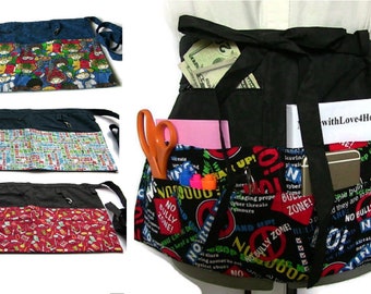 Teacher Apron/Apron with Pockets/Half Apron with Zipper Pocket/Teacher Gift/Teacher Appreciation/Teaching Tools