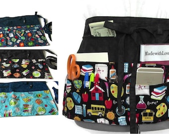 Teacher Apron with Pockets/Half Apron with Zipper Pocket/Teacher Appreciation Gift/Christmas Gift for Teacher/Teaching Tools
