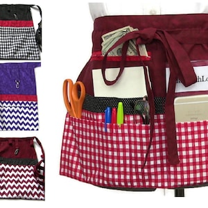 Schürze mit Taschen/Kaufschürze/Halbschürze/Lehrerschürze/Händlerschürze/Hüftschürze/Kellnerschürze mit Reißverschlusstasche/Servierschürze