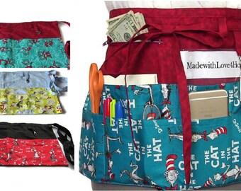 Teacher Apron with Pockets/Half Apron with Zipper Pocket/Teacher Appreciation Gift/Christmas Gift for Teacher/Teaching Tools