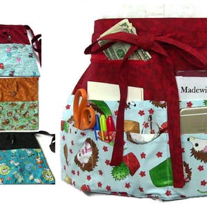 Teacher Apron/Apron with Pockets/Half Apron with Zipper Pocket/Teacher Gift/Teacher Appreciation/Teaching Tools/Ladybug/Sloth/Hedgehog