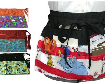 Teacher Apron/Apron with Pockets/Half Apron with Zipper Pocket/Teacher Gift/Teacher Appreciation/Teaching Tools