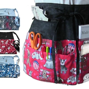Schürze mit Taschen/Kaufschürze/Halbschürze/Lehrerschürze/Händlerschürze/Hüftschürze/Kellnerschürze mit Reißverschlusstasche/Servierschürze