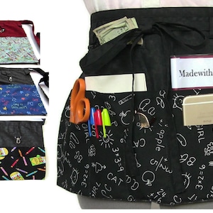 Teacher Apron with Pockets/Half Apron with Zipper Pocket/Teacher Appreciation Gift/Christmas Gift for Teacher/Teaching Tools