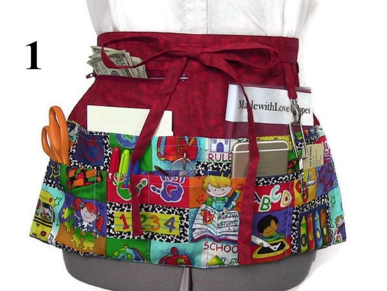 Teacher Apron/Apron with Pockets/Half Apron with Zipper Etsy