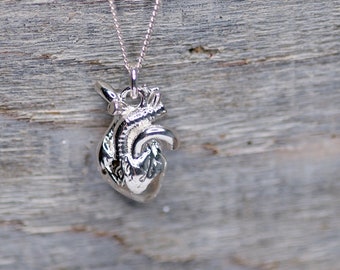 3D Anatomical Human Heart Charm Necklace Sterling Medicine Student Gift Idea Doctor and Nurse Jewelry Anatomically Correct Heart Necklace