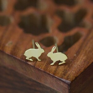 24k Hase Ohrringe, Hase Ohrringe, Kaninchen Ohrringe, Sterling Silber AG925 Tier Ohrringe, Hase Ohrstecker für Mädchen